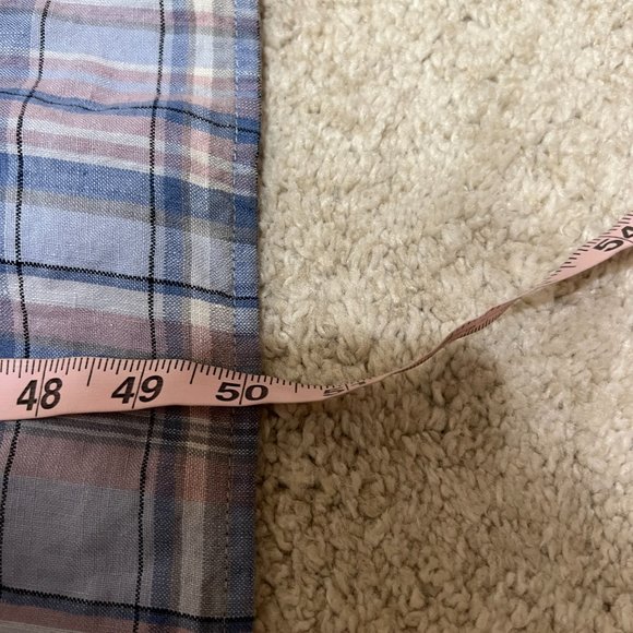 J. Jill Love Linen Dress Size Small Plaid Pink Blue Sleeveless Midi V Neck Shift - Picture 10 of 10